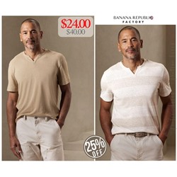 LINEN-BLEND NOTCH-NECK T-SHIRT