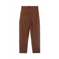 Pantalón cargo de tiro alto Marrón