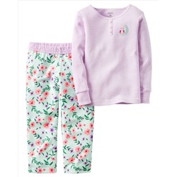 2-Piece Cotton & Fleece PJs