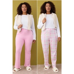 Pembe-Çok Renkli 2'li Paket Örme Pijama Altı TBBAW26IA00003