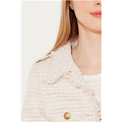 Chaqueta de tweed Blanco roto y rosa