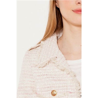 Chaqueta de tweed Blanco roto y rosa