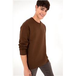 Erkek Kahverengi Basic Sweatshirt
