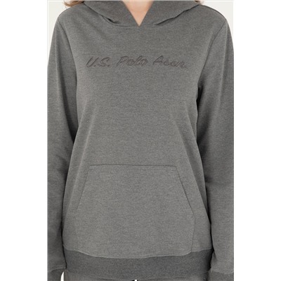 Kadın Antrasit Melanj Kapüşonlu Sweatshirt