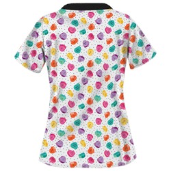 UA Candy Hearts White Print Scrub Top