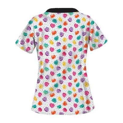 UA Candy Hearts White Print Scrub Top