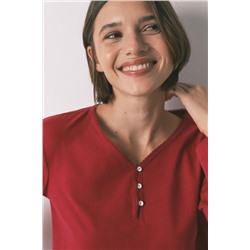 Camiseta manga larga 100% algodón rojo