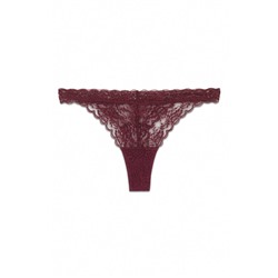 Tanga tira encaje burdeos