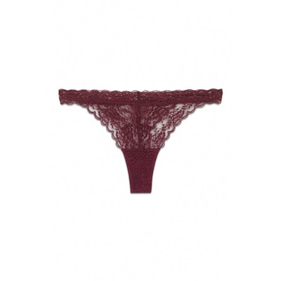 Tanga tira encaje burdeos