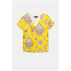 Camiseta paisley cuello pico