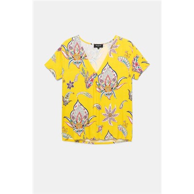 Camiseta paisley cuello pico