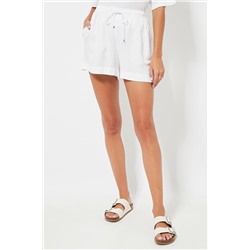 Short de lino cintura alta - Blanco