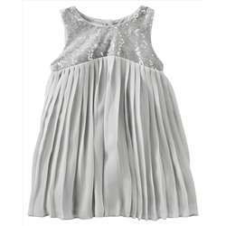 2-Piece Pleated Spakle Chiffon Dress