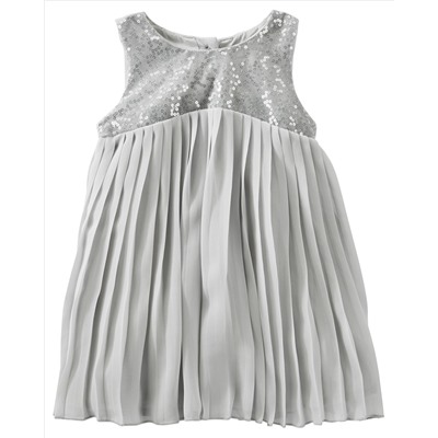 2-Piece Pleated Spakle Chiffon Dress