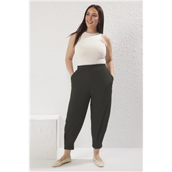 Trendyol Curve Haki Havuç Fit Beli Lastikli Örme Büyük Beden Pantolon TBBSS23AR00002