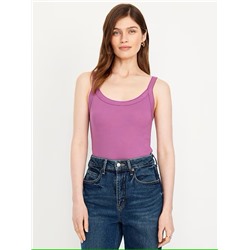 90s Ribbed Lace-Trim Tank