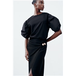 CONTRAST PUFF SLEEVE T-SHIRT