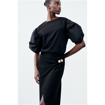 CONTRAST PUFF SLEEVE T-SHIRT