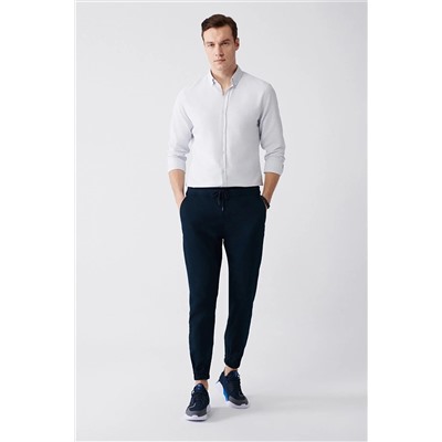 Avva Erkek Lacivert Yandan Cepli Örme Bağcıklı Relaxed Fit Rahat Kesim Jogger Pantolon B003025