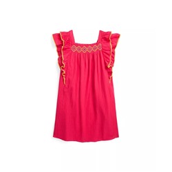 POLO RALPH LAUREN Big Girls Ruffled Smocked Cotton Dress