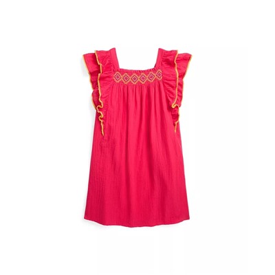 POLO RALPH LAUREN Big Girls Ruffled Smocked Cotton Dress