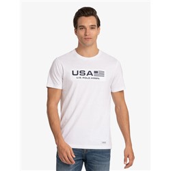 USA EMBOSSED PRINT JERSEY T-SHIRT