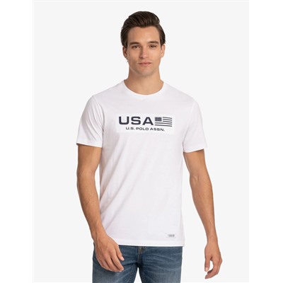 USA EMBOSSED PRINT JERSEY T-SHIRT