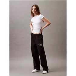 Monogram Logo Fleece Wide Leg Sweatpants