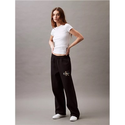Monogram Logo Fleece Wide Leg Sweatpants
