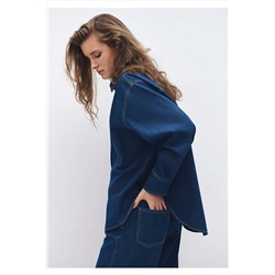 Mavi, Lacivert Denim Gömlek Oversize / Geniş Kesim 1211075-85481