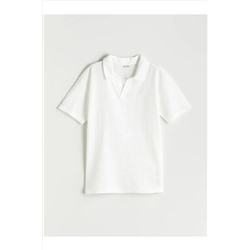 LC Waikiki, LCW Kids Bej Polo Yaka Dokulu Erkek Çocuk Tişört