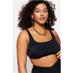 Siyah Kare Yaka Bralette Büyük Beden Bikini Üstü TBBSS23CT00005