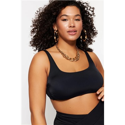 Siyah Kare Yaka Bralette Büyük Beden Bikini Üstü TBBSS23CT00005