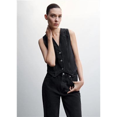 Chaleco denim costuras decorativas -  Mujer | MANGO OUTLET Melilla