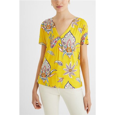 Camiseta paisley cuello pico