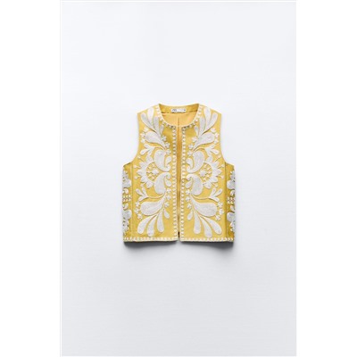 WAISTCOAT WITH CONTRAST EMBROIDERY