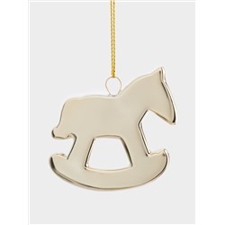 Игрушка елочная, 6 см, фарфор P, золотистая, Лошадка-качалка, New year