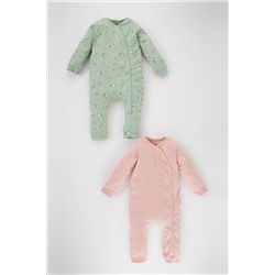 Defacto Kız Bebek Desenli Uzun Kollu Penye 2'li Tulum B3859A523WN