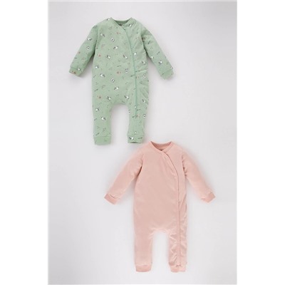Defacto Kız Bebek Desenli Uzun Kollu Penye 2'li Tulum B3859A523WN