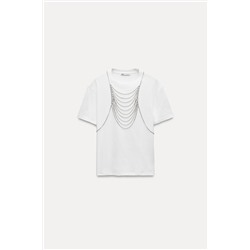 JEWEL-EMBELLISHED COLLAR T-SHIRT