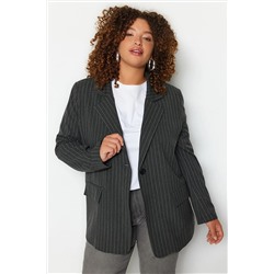 Trendyol Curve Çizgili Dokuma Blazer Ceket TBBSS23AG00017