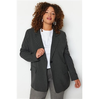 Trendyol Curve Çizgili Dokuma Blazer Ceket TBBSS23AG00017