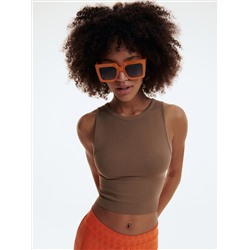 Crop Top aus Rippstrickjersey