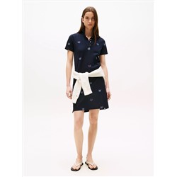 Allover Crest Stretch Polo Dress