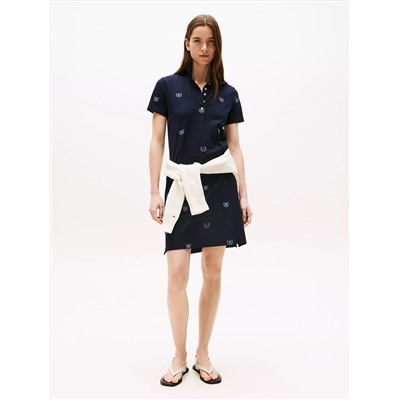 Allover Crest Stretch Polo Dress