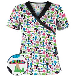 UA Mushroom Pickens White Mock Wrap Scrub Top