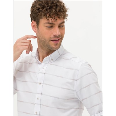 Bej Slim Fit Uzun Kollu Gömlek