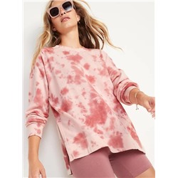 Vintage Long-Sleeve Garment-Dyed French-Terry Tunic Sweatshirt for Women