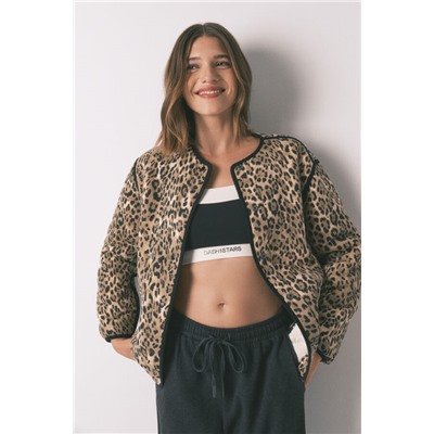 Chaqueta corta reversible animal print