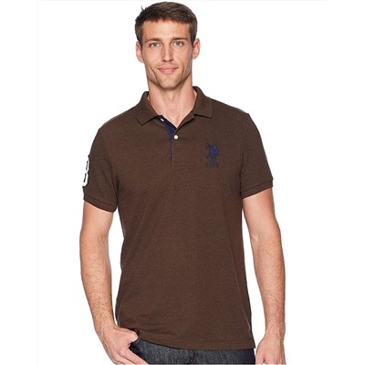 U.S. POLO ASSN. Slim Fit Solid Polo w/ Contrast Striped Underside of Collar